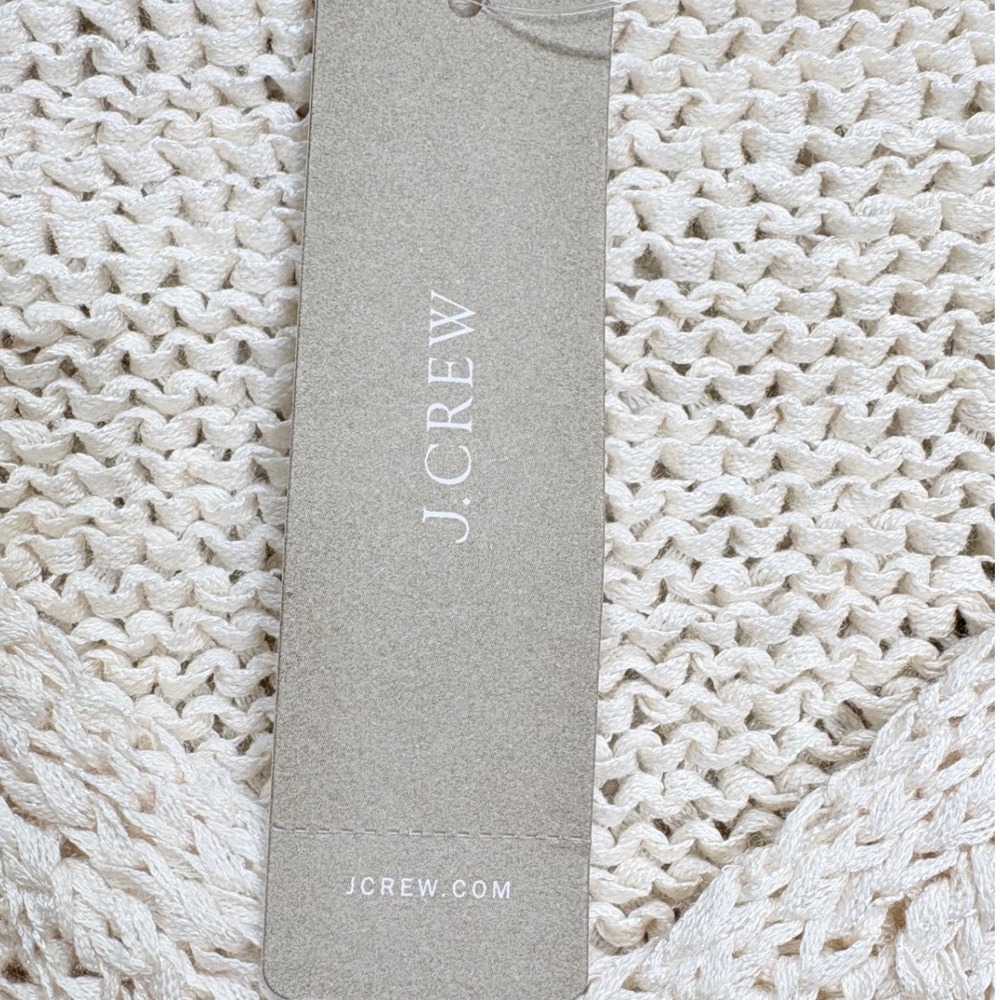 J.Crew Womens NWT V-Neck Textured Cotton Blend Sweater Cream XS H7152 NEW - Picture 5 of 7